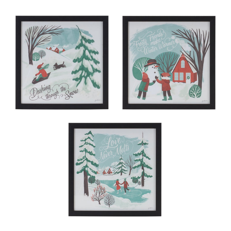 Melrose Framed Winter Scene Wall Art (Set of 3)
