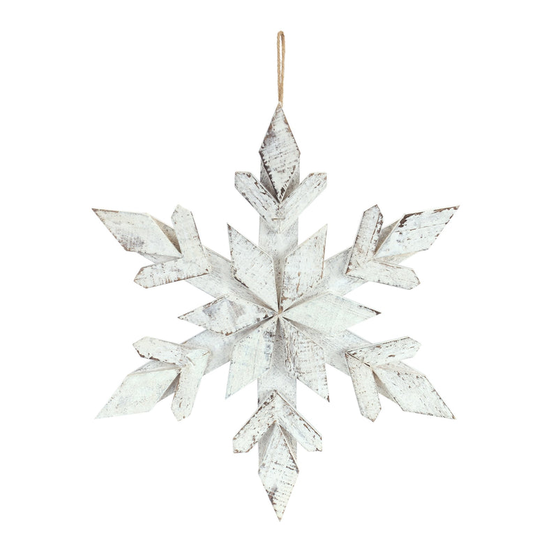 Melrose White Washed Wooden Snowflake Ornament (Set of 6)