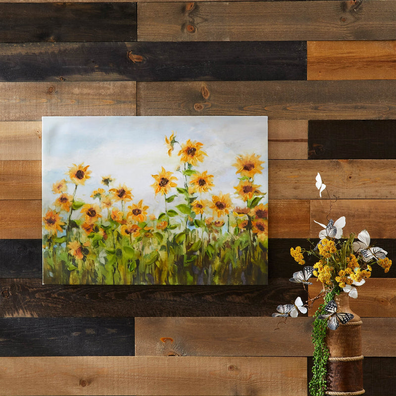 Melrose Sunflower Field Canvas Wall Art 32"L, Wood