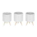 Melrose Porcelain Face Planter with Wooden Legs Set of 3 Planter, Face