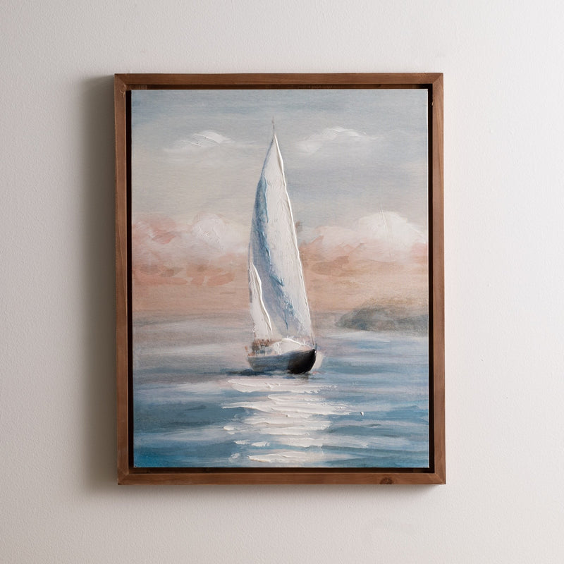 Melrose Framed Sailboat Print Wall Decor, Nautical, Modern, Wood
