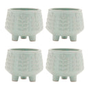 Melrose Footed Ceramic Leaf Pattern Planter Set of 4 Planter, Ceramic