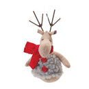 Plush Deer with Sweater Ornament (Set of 12)