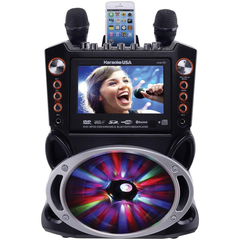 Karaoke USA Bluetooth Karaoke Machine w/ Synchronized LEDs - New Open Box