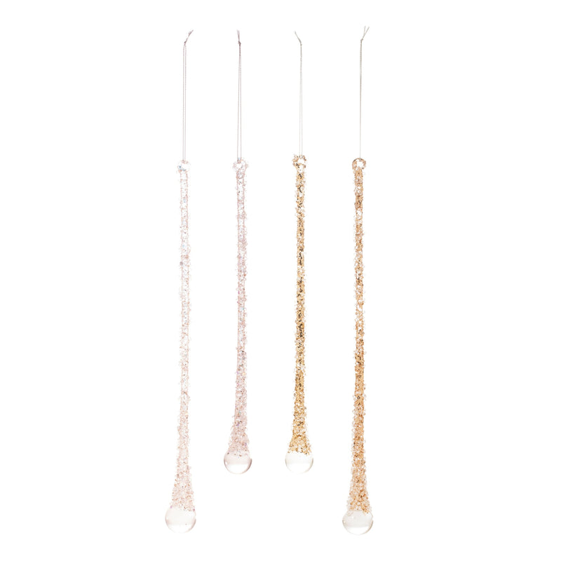 Melrose Glitter Drop Ornaments – Set of 24