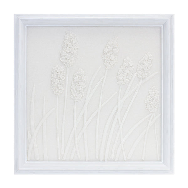 Melrose Stone Plume Wall Plaque 18.25"SQ, Modern