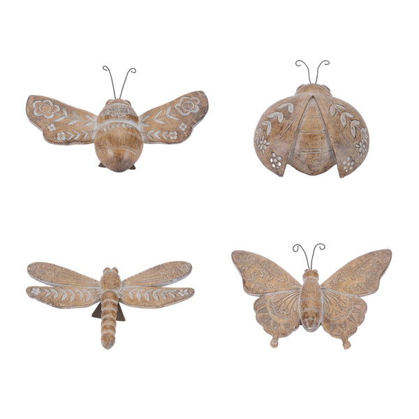Melrose Floral Etched Insect Shelf Sitter (Set of 4)