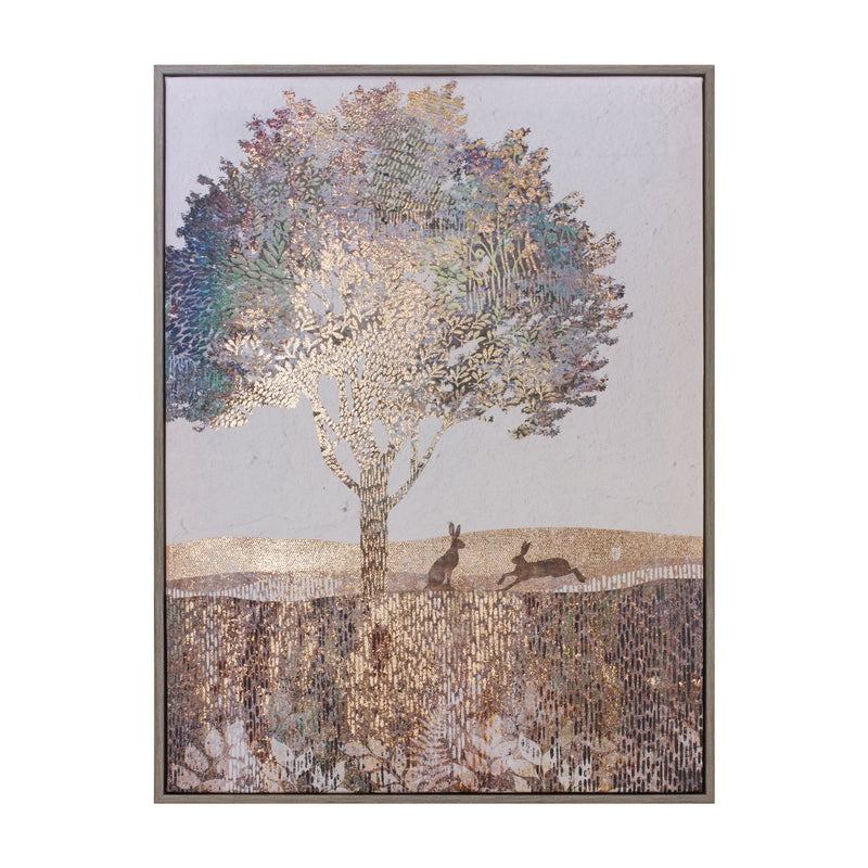 Melrose Framed Tree and Rabbit Print 15.5"H Wall Decor, Plastic