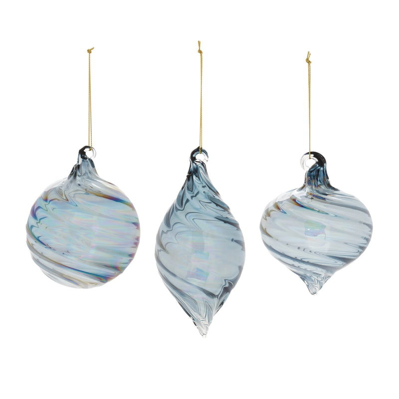 Melrose Iridescent Swirl Glass Ornament (Set of 12)