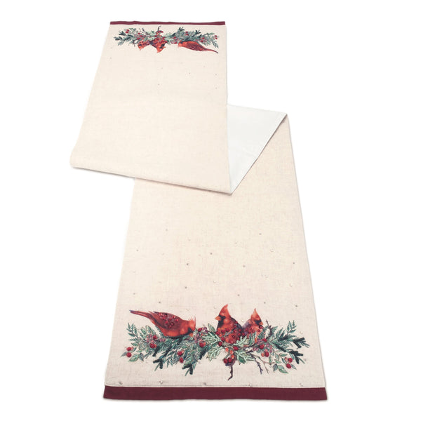 Melrose Beaded Cardinal Bird Table Runner 72"L