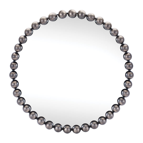 Melrose Round Beaded Metal Wall Mirror 23.5"D, Modern, Metal