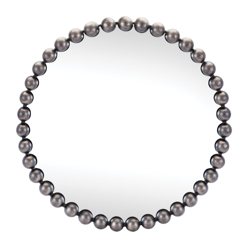Melrose Round Beaded Metal Wall Mirror 23.5"D, Modern, Metal