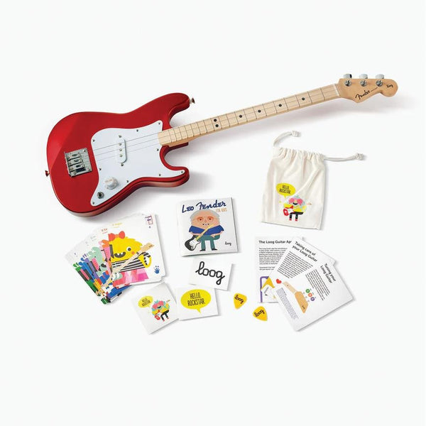 Loog Fender X Loog 3-String Stratocaster Guitar - Candy Apple Red