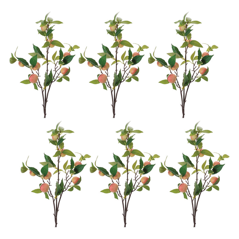 Melrose Peach Fruit Foliage Branch (Set of 6)