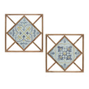 Melrose Framed Ornamental Wall Tile 14.25"SQ, Rustic, Metal