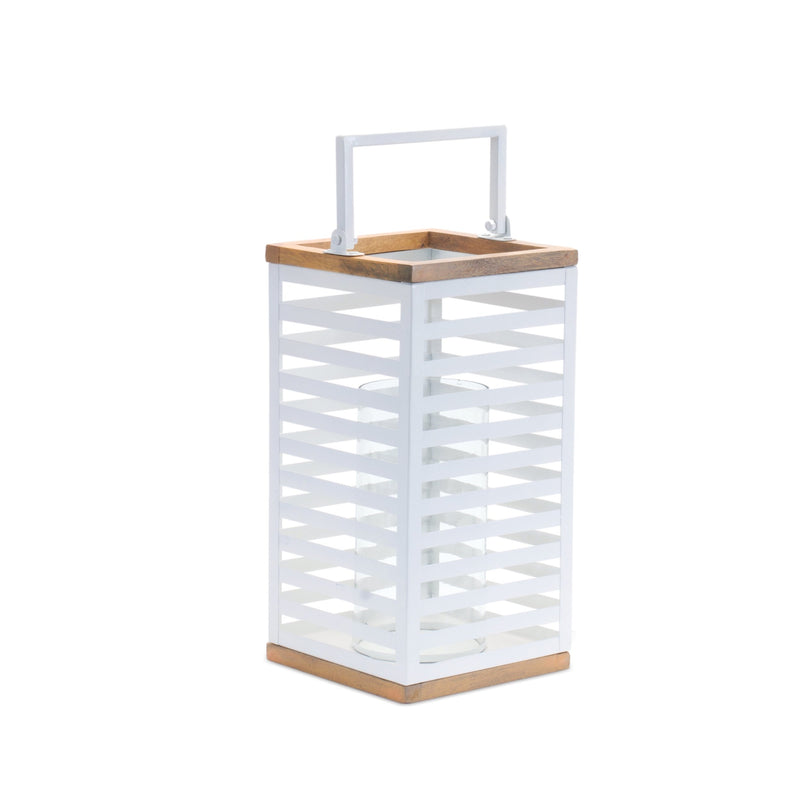 Melrose Metal Box Lantern w/ Natural Wood Accents (Set of 2) Glam & Luxury