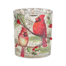 Melrose Mercury Glass Votive Candle Holder with Bird and Berry Branch (Set of 6)