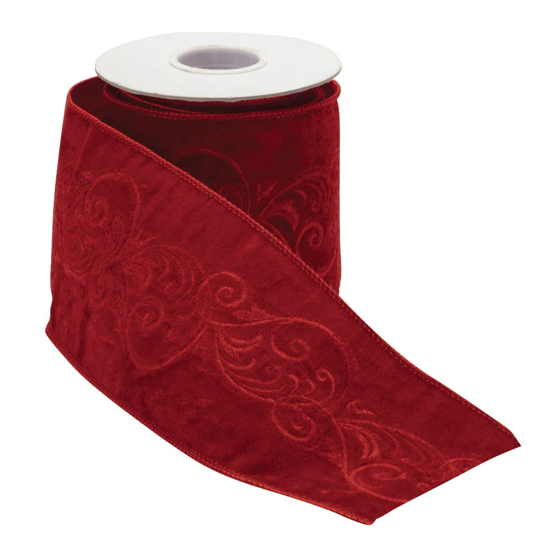 Melrose Ornate Embroidered Wired Ribbon 4" x 5 Yds.