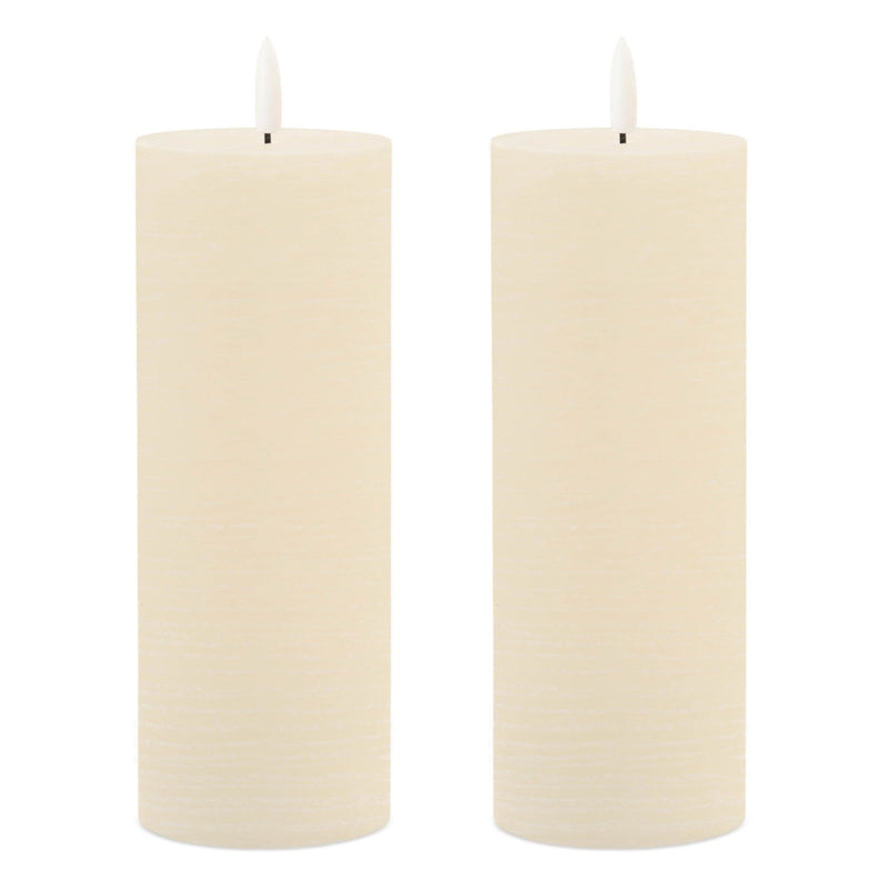 Melrose FIA Wick Ivory Pillar Candle (Set of 2)