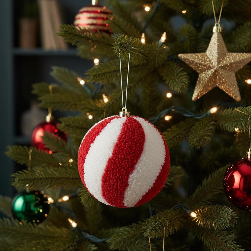 Melrose Candy Cane Stripe Ball Ornaments (set of 12)