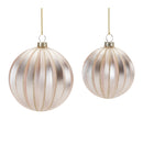 Metallic Ribbed Glass Ball Ornament (Set of 6)