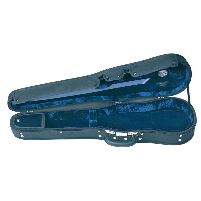 GEWA Maestro 3/4 Shaped Black Violin Case - Thermo Shell & Blue Plush Interior