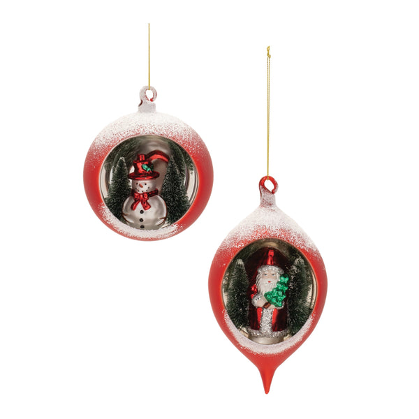 Melrose Mercury Glass Ornament with Pine Trees (Set of 6)