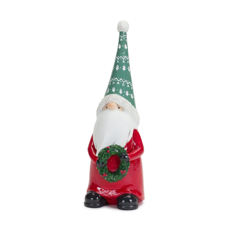 Melrose Holiday Gnome Figurine with Present and Wreath Accent (Set of 2)