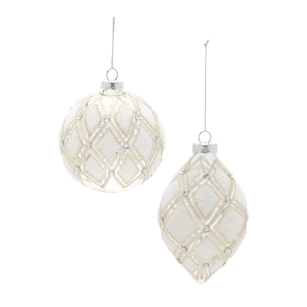 Melrose Jeweled Diamond Glass Ornament (Set of 6)