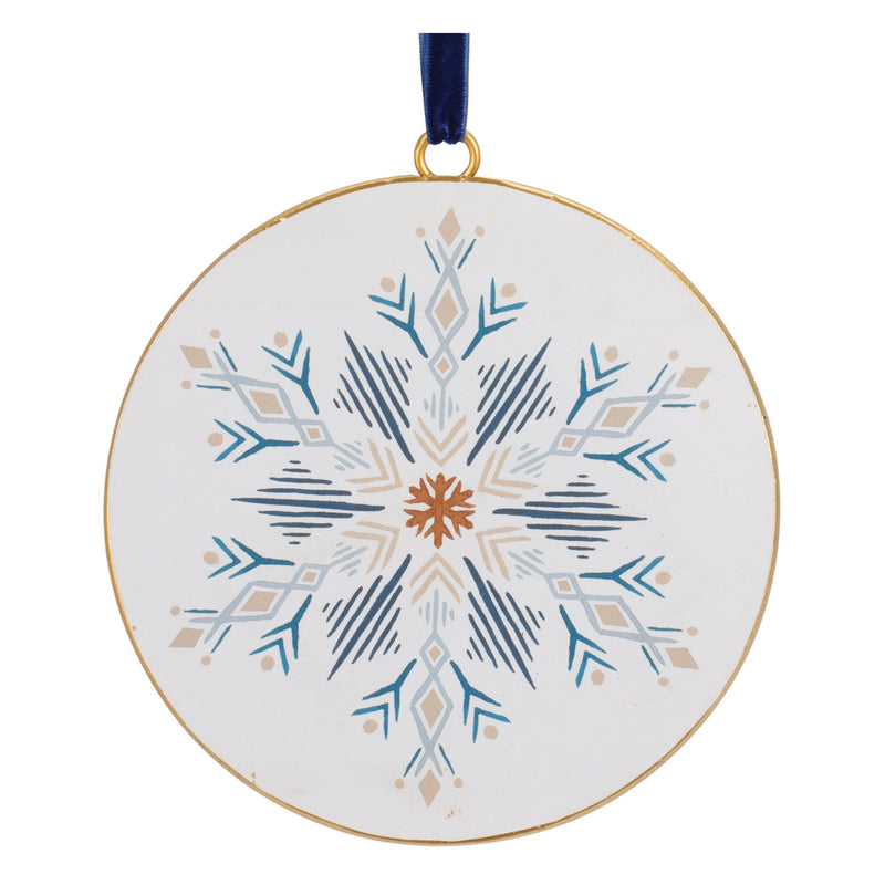 Metal Modern Snowflake Disc Ornament (Set of 12)