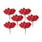 Melrose Red Velvet Magnolia Stem with Bead Accents (Set of 6)