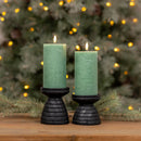 Melrose FIA Wick Green Pillar Candle (Set of 2)