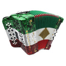 Rossetti 3-Switch 34-Button Diatonic Accordion 12 Bass GCF Red/White/Green – 3412-GCF-RWG