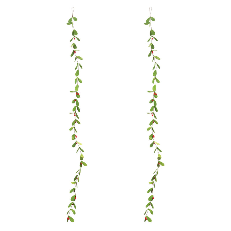Melrose Fabric Mistletoe String Garland (Set of 2)