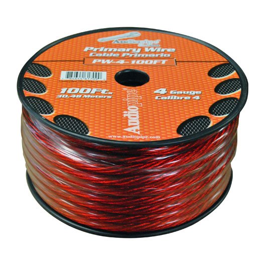 Audiopipe 4-Gauge Power Cable 100-Foot Spool Red - PW4100RD