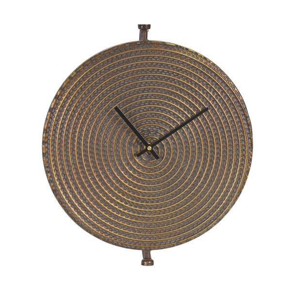 Melrose 16” Bronze Metal Stand Wall Clock, Bronze, Industrial, Battery Operated