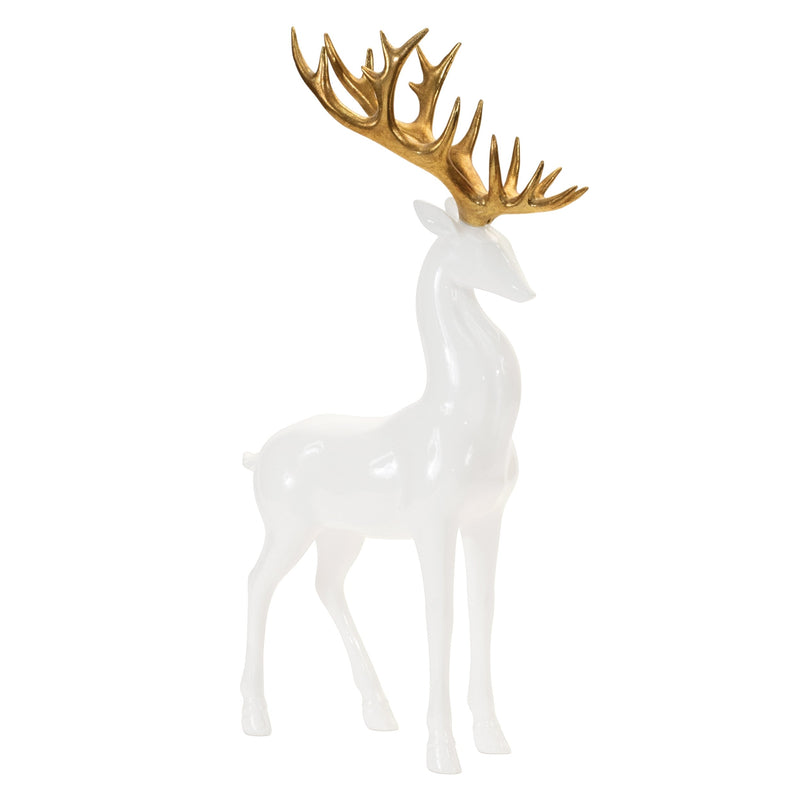 Melrose Modern Holiday Deer with Gold Antler Accent (Set of 2)