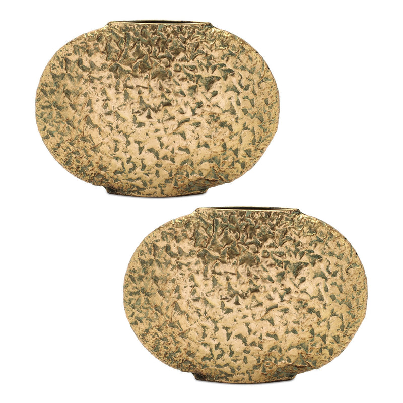 Melrose Distressed Flat Metal Vase (Set of 2)