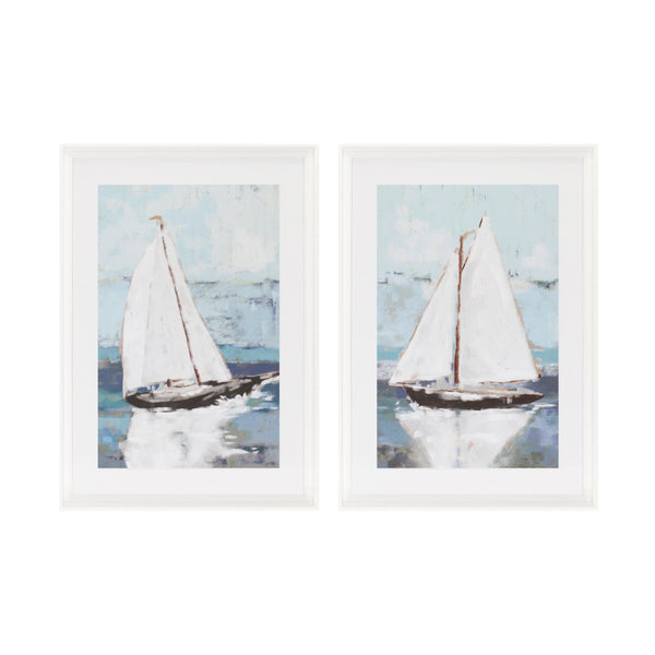 Melrose Framed Sail Boat Print Wall Decor, Nautical, Modern, Wood