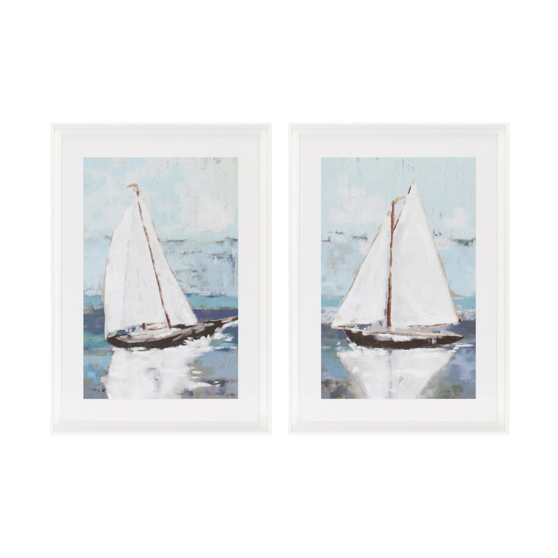 Melrose Framed Sail Boat Print Wall Decor, Nautical, Modern, Wood
