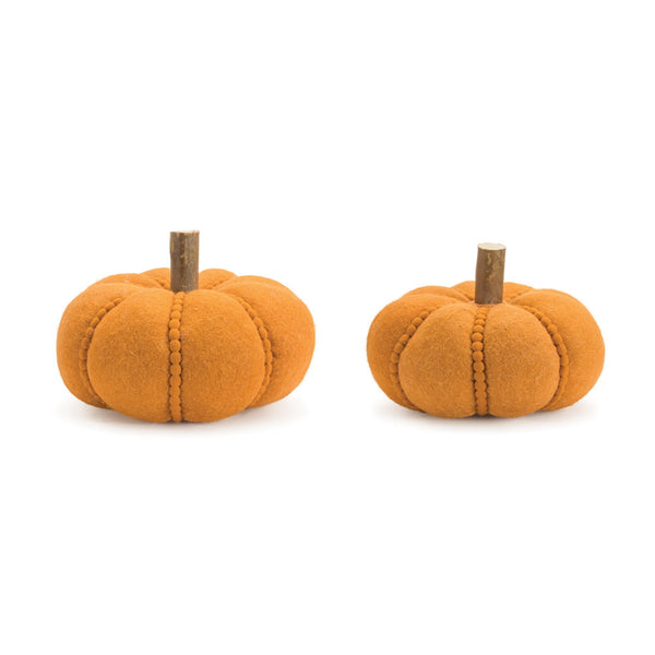 Melrose Felt Wool Pumpkin Decor (Set of 2) Multicolor Polyester Fall Decor Cente