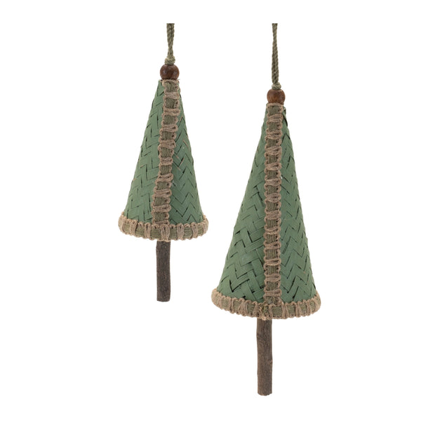Melrose Woven Bamboo Pine Tree Ornament (Set of 4)