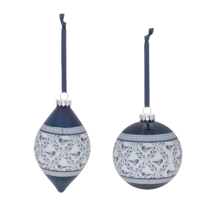 Melrose Ornate Bird Print Ornament (Set of 6)