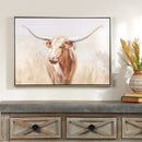 Melrose Framed Long Horn Cattle Wall Art 28"L, Modern, Rustic, Wood, Plastic
