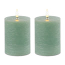 Melrose FIA Wick Green Pillar Candle (Set of 2)