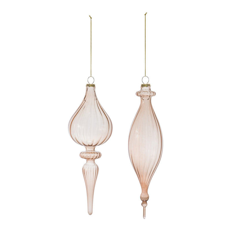 Melrose Ribbed Glass Finial Ornament (Set of 6)