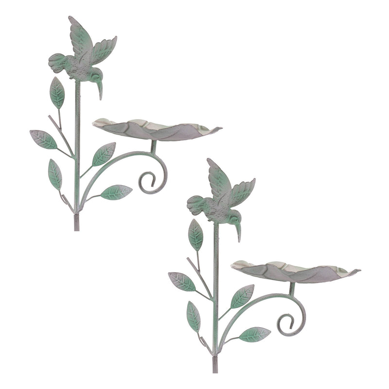 Melrose Iron Hummingbird Leaf Bird Feeder Garden Stake (Set of 2)