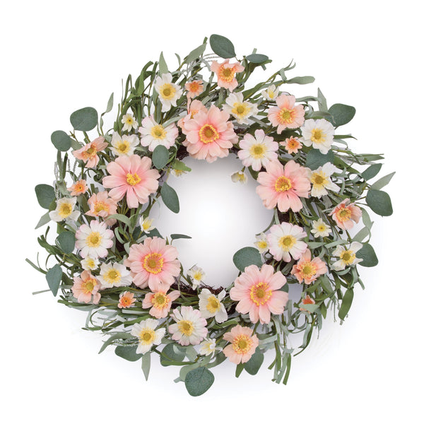 Melrose Mixed Daisy Floral Wreath 22"D