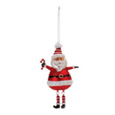 Melrose Glittered Glass Santa Ornament with Dangle Legs (Set of 6)