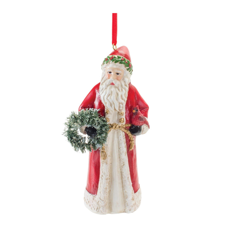 Santa with Cardinal Bird Ornament (Set of 6)